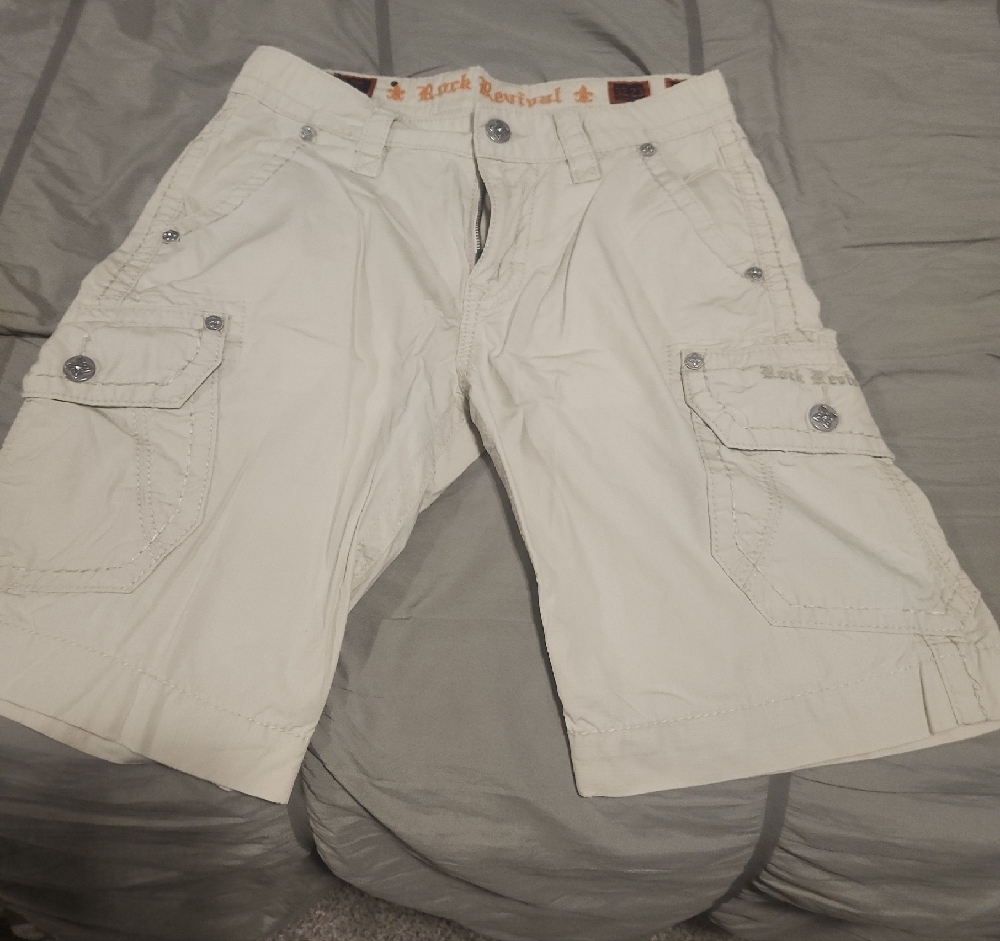 Rock Revival Men's Cream Cargo Shorts